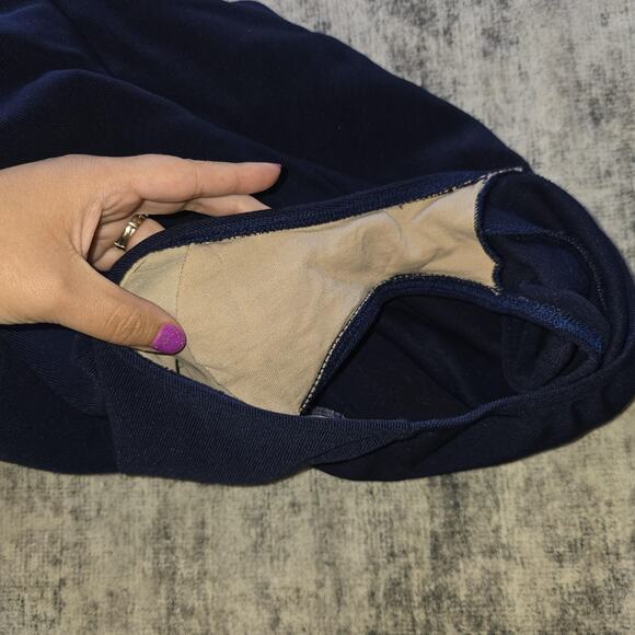 VTG Swimsuit Womens XL Sailor Navy Blue One Piece Full Coverage Built-In Bra 90s - Picture 7 of 12